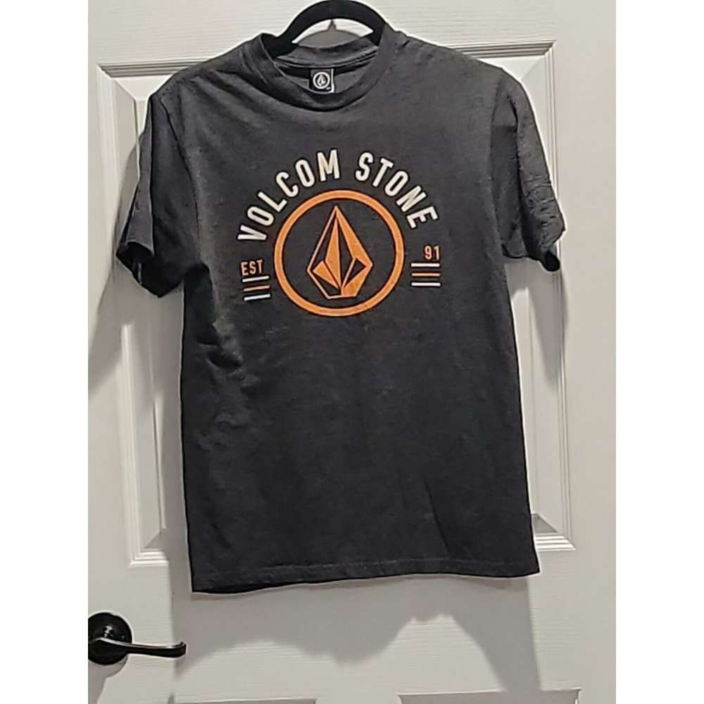 Vintage Volcom Stone T-Shirt Mens Small Gray Graphic , Diamond Orange 50/50 c/ p